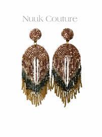 Nuuk Perle �reringe - Beige og Guld