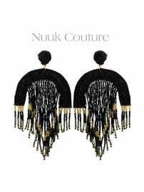 Nuuk Perle �reringe - Sort og Guld