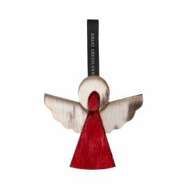 Tr� Julepynt - Engel, R�d/Natur