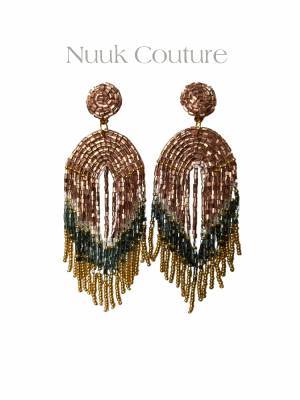 Nuuk Perle �reringe - Beige og Guld